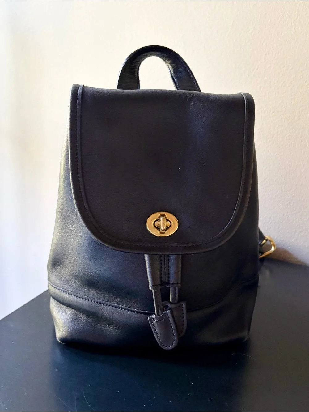 Vintage Coach Black Leather Mini Daypack Backpack 9960 - Costa Rica - Excellent